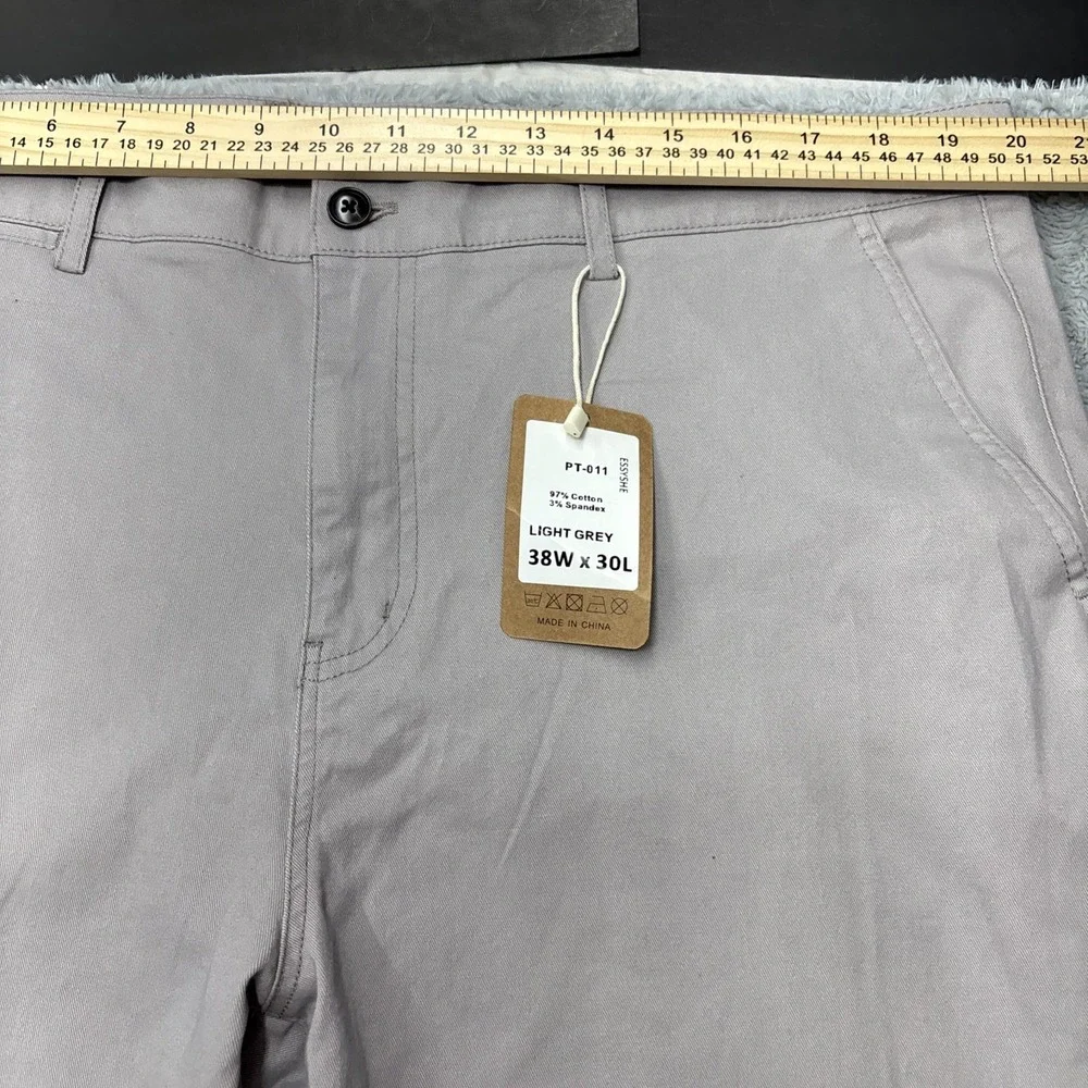 NWT~ESSYSHE Men's Pants Slim Fit Chino Pants Gray 38x30 - Picture 3 of 12